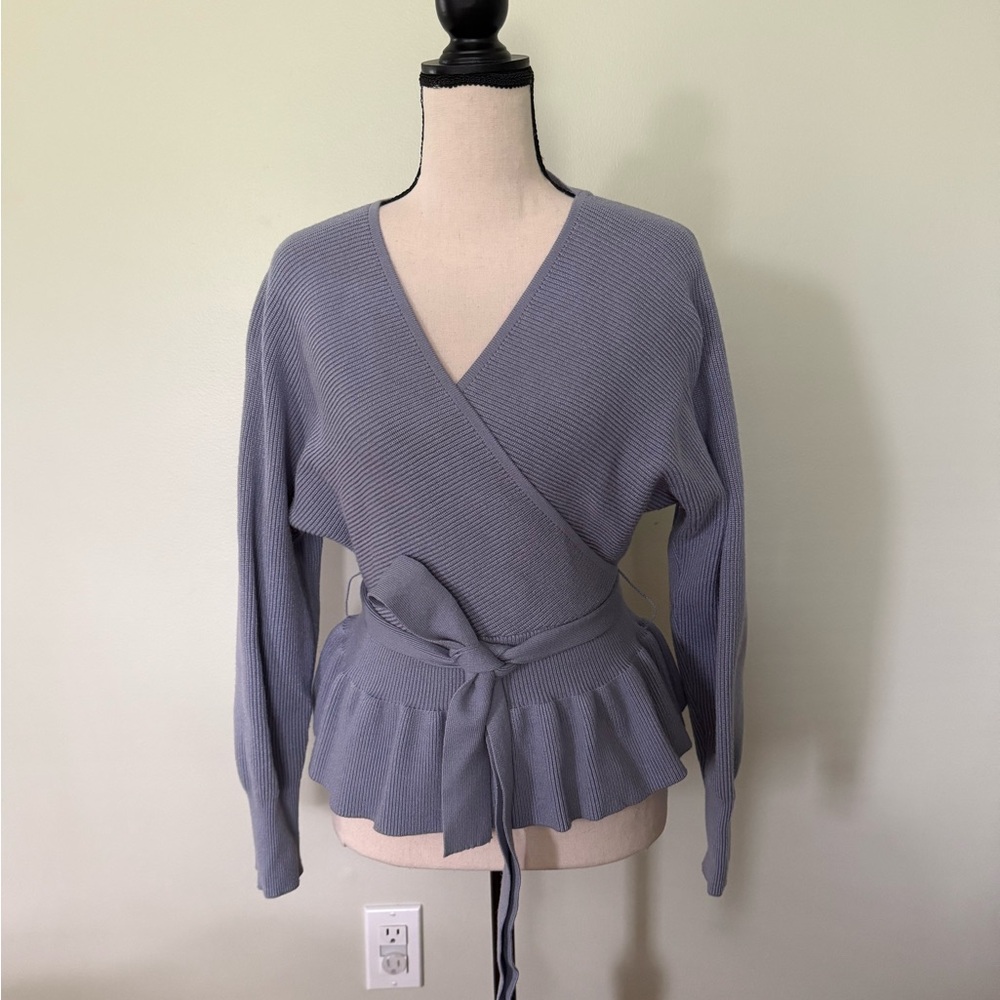 Gray V-Neck Sweater with Soft Knit